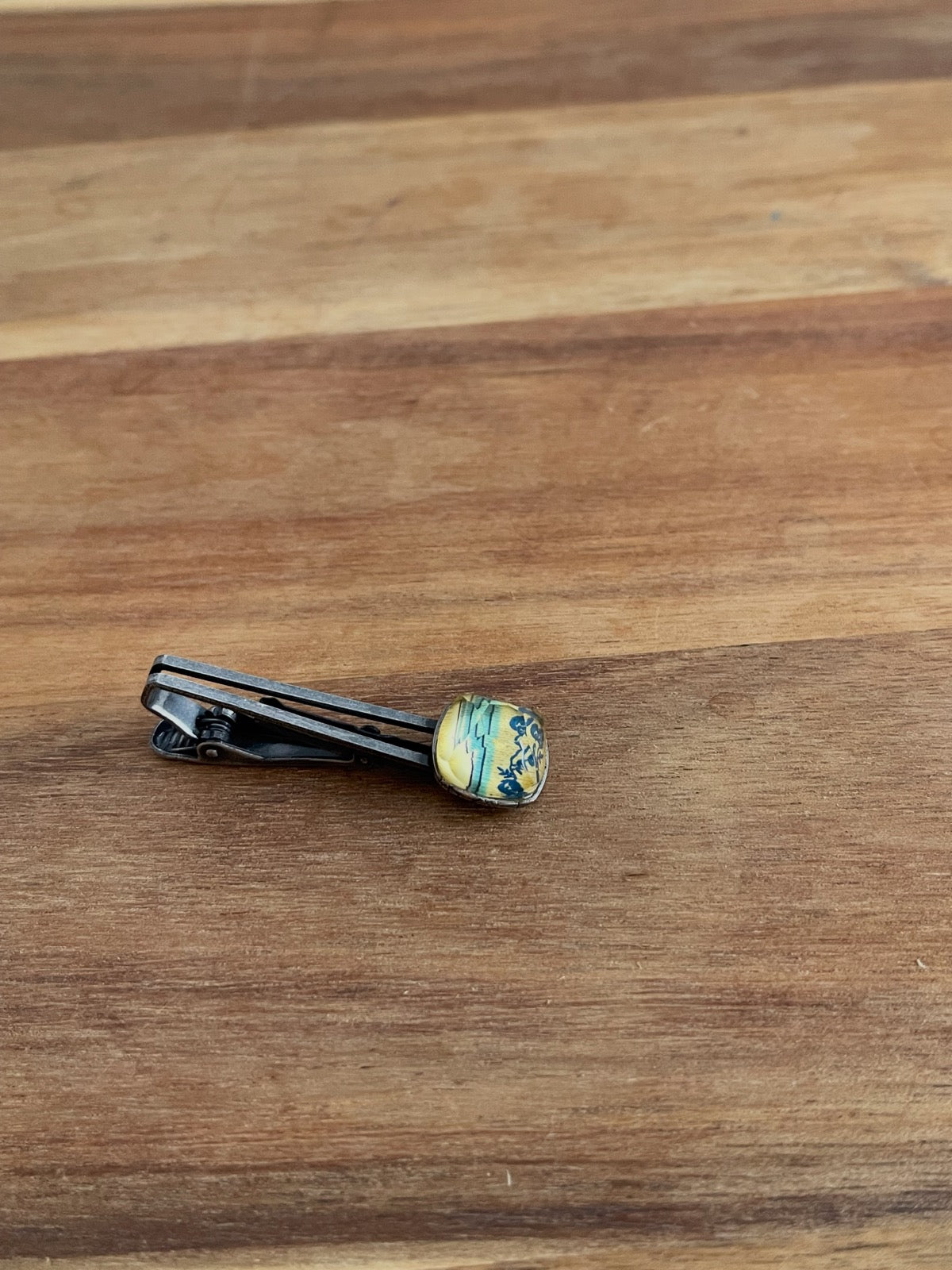 Simple Tie Clip Rose Blue Square TAMARUSAN