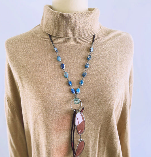 Glasses Holder Necklace Dragonfly Blue TAMARUSAN