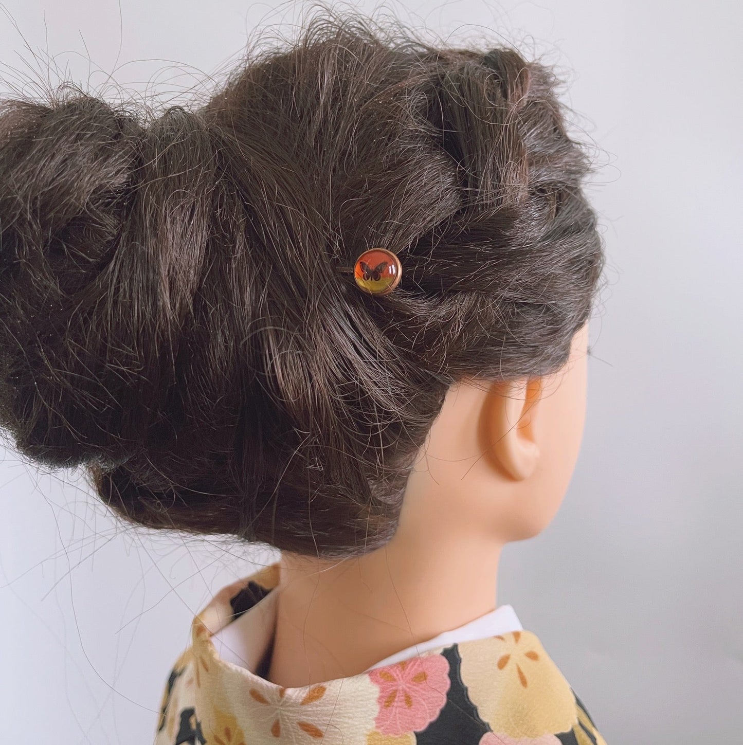 Hairpin Round Butterfly  Orange Yellow TAMARUSAN