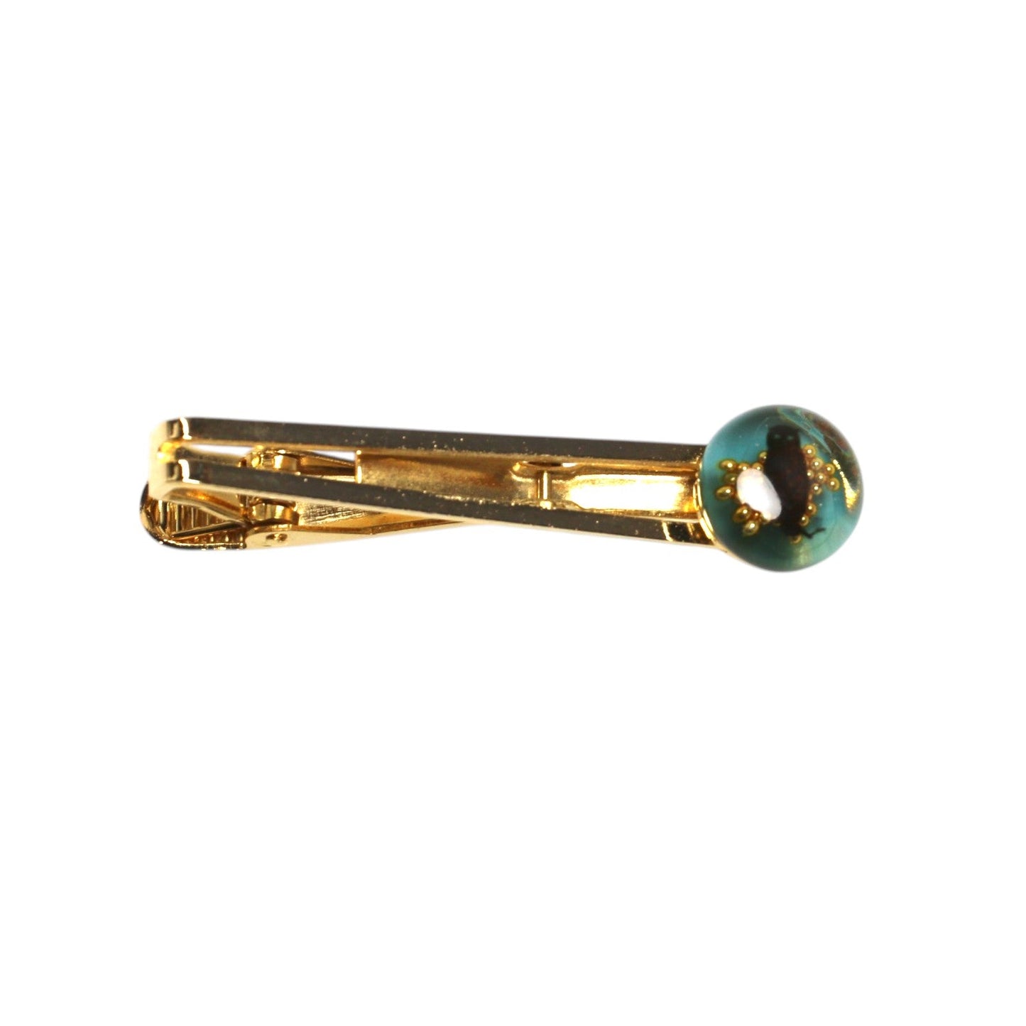 Necktie Pin Owl 24k Gold Turquoise Blue TAMARUSAN
