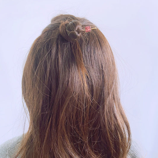 Short Hairpin Gold Pink Square TAMARUSAN