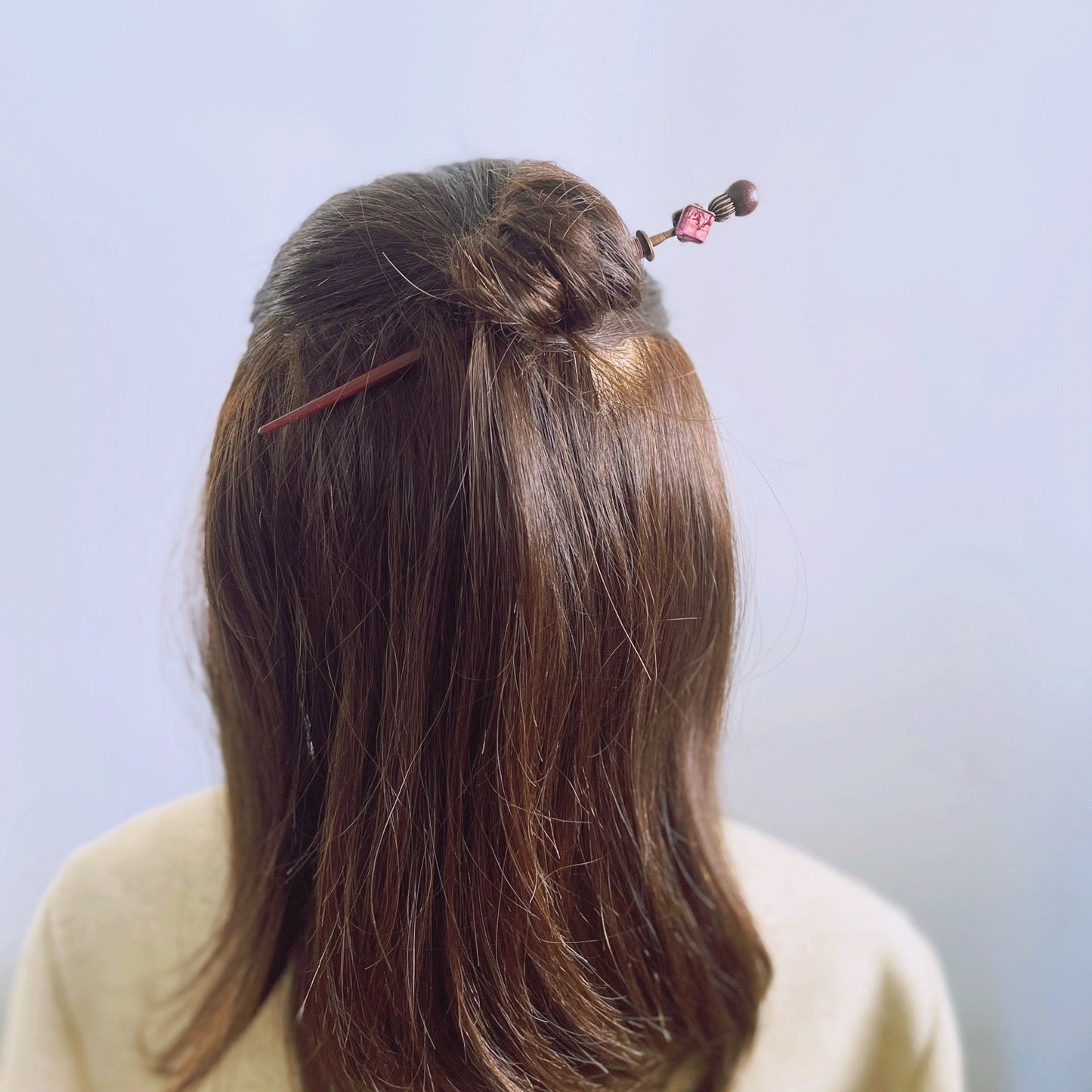 Changeable Hair Stick Pink Red Coral Wooden TAMARUSAN