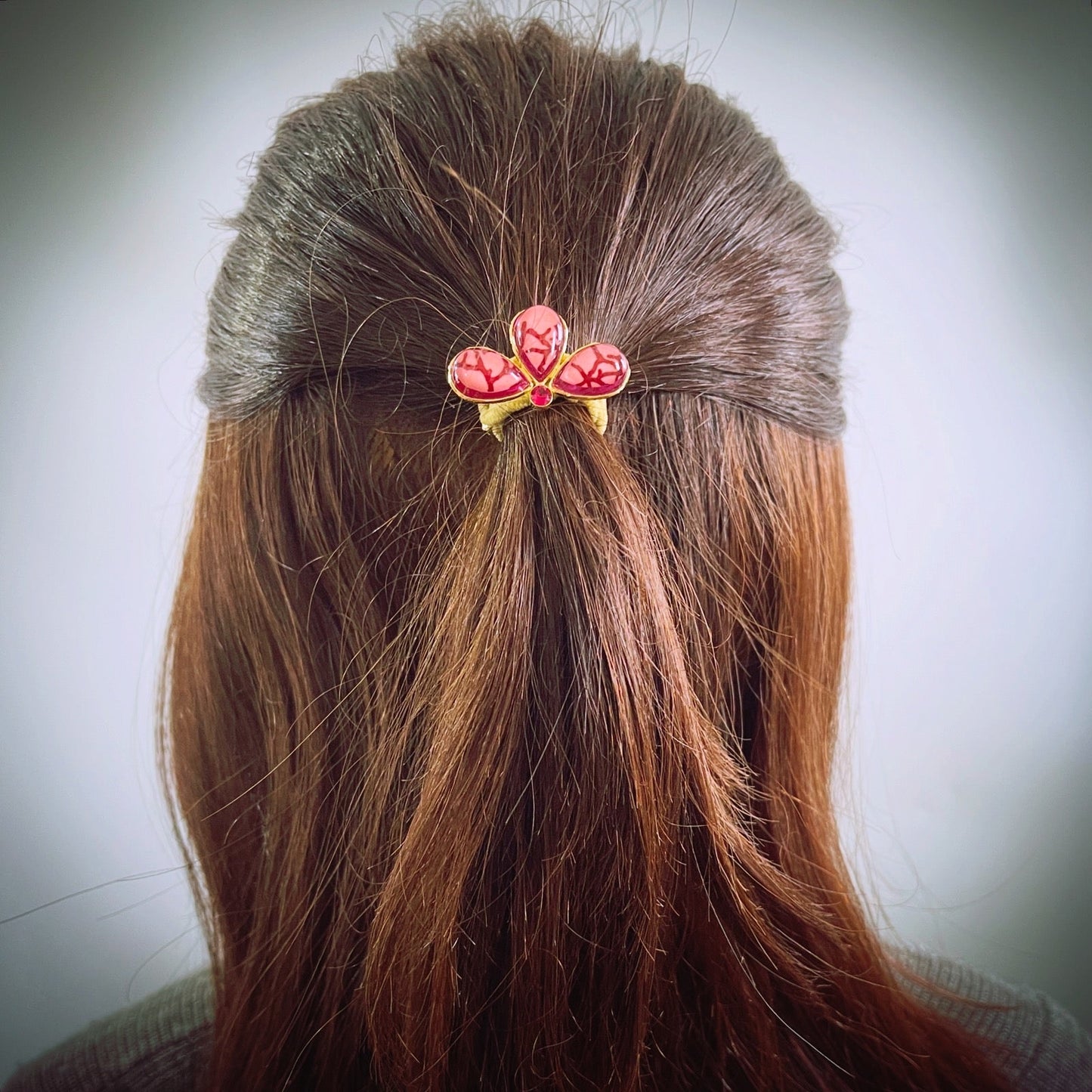 Gorgeous Hair Elastic Red Coral Pink Gold TAMARUSAN