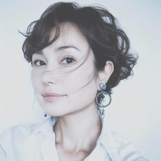 Hoop Earrings Purple Lapis Lazuli TAMARUSAN