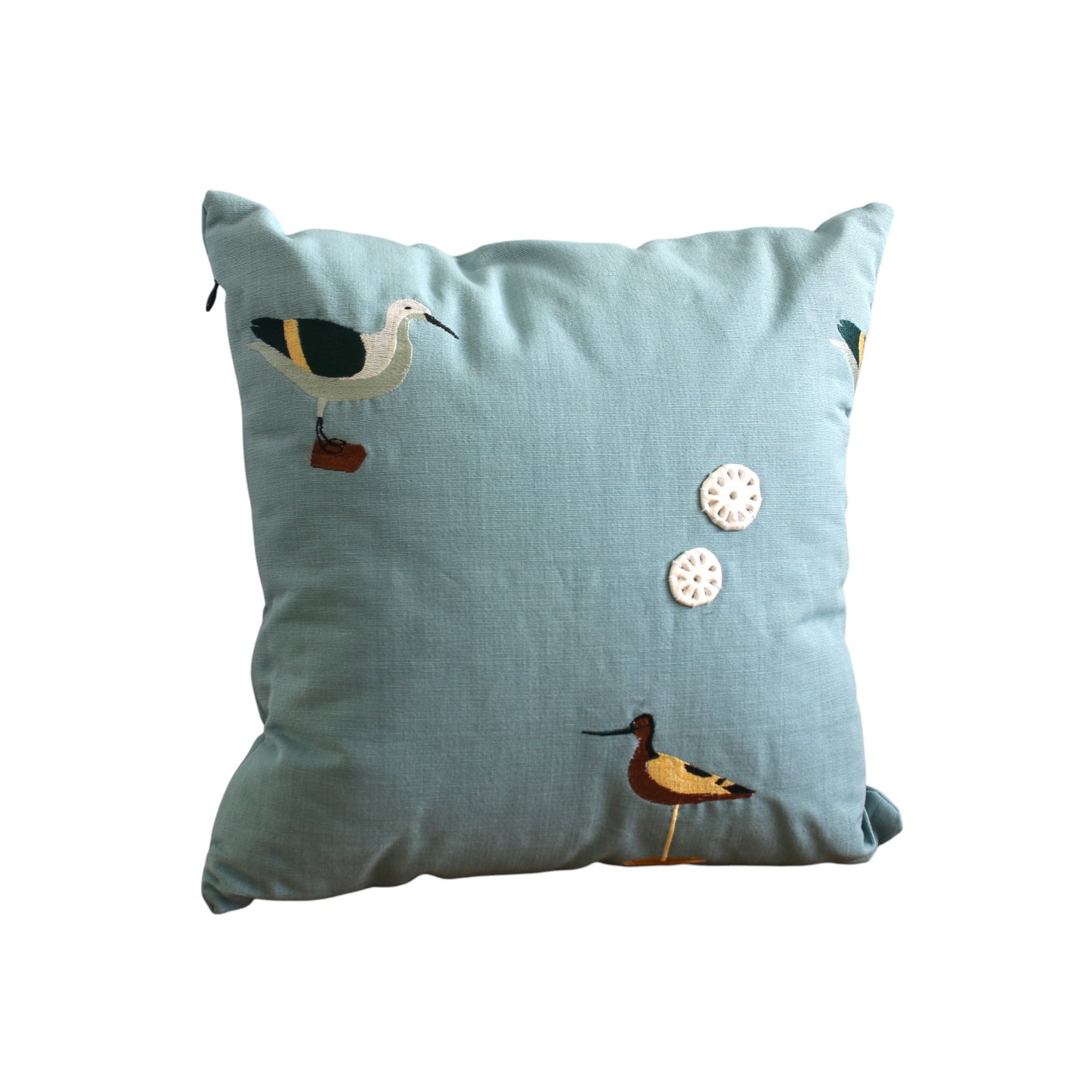 Duck Cushion Light Blue Embroidery Lotus Root