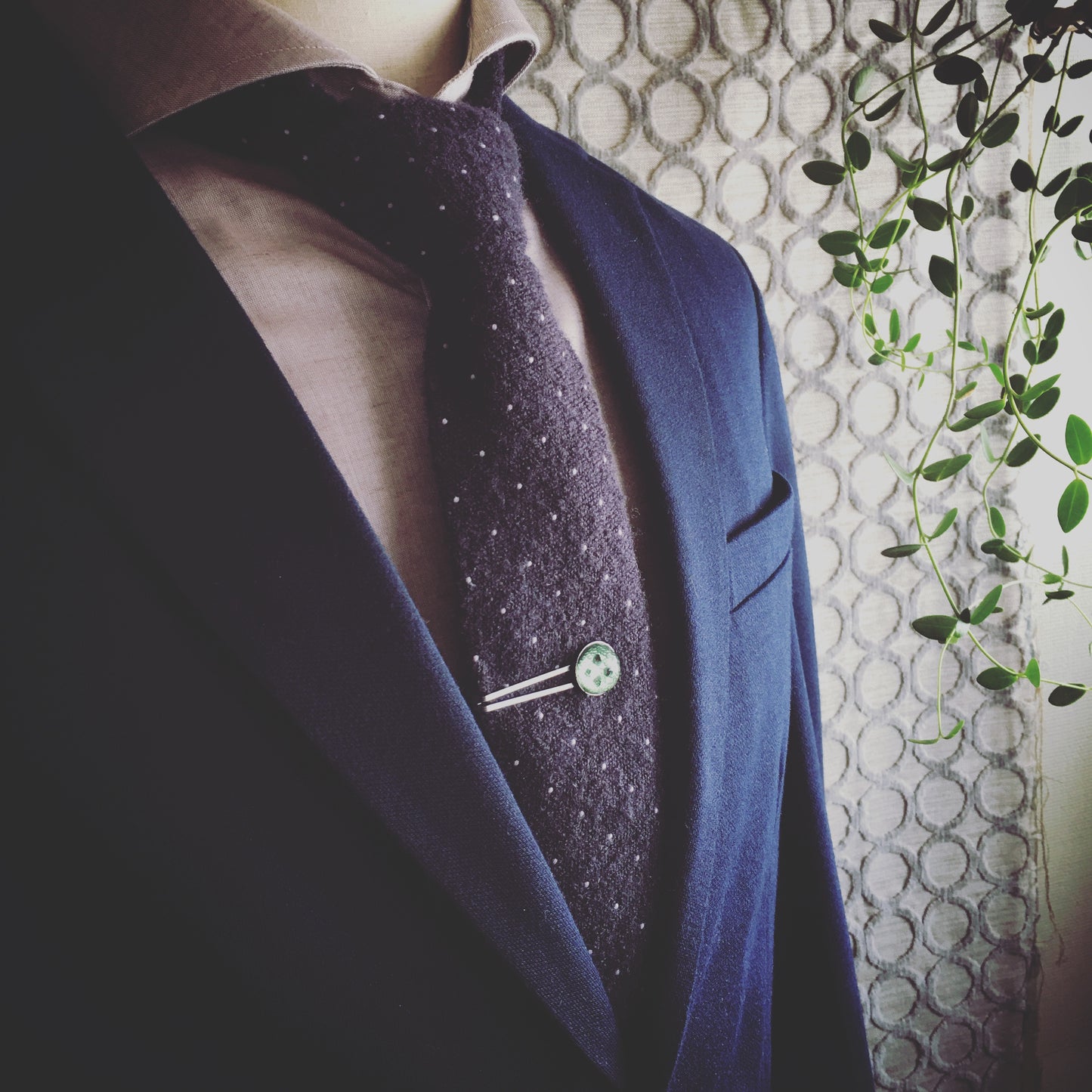 Tie Clip Metallic Blue Men Fashion TAMARUSAN