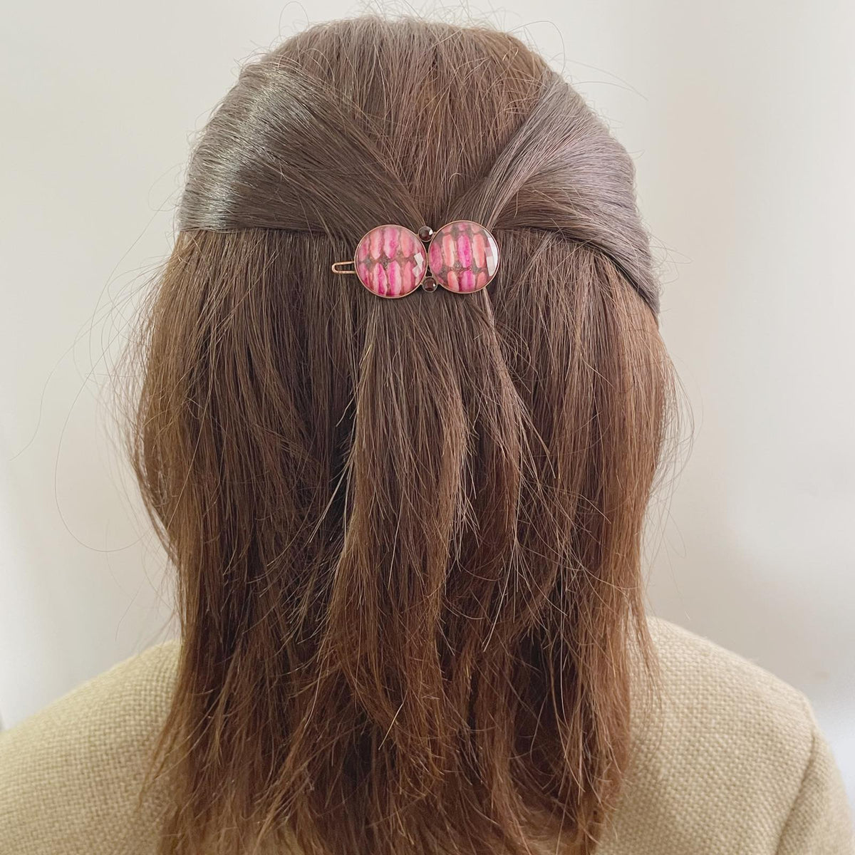 Snap Clip Pink Round Firefly Pattern TAMARUSAN