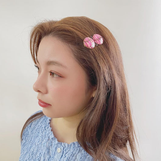 Snap Clip Pink Round Firefly Pattern TAMARUSAN