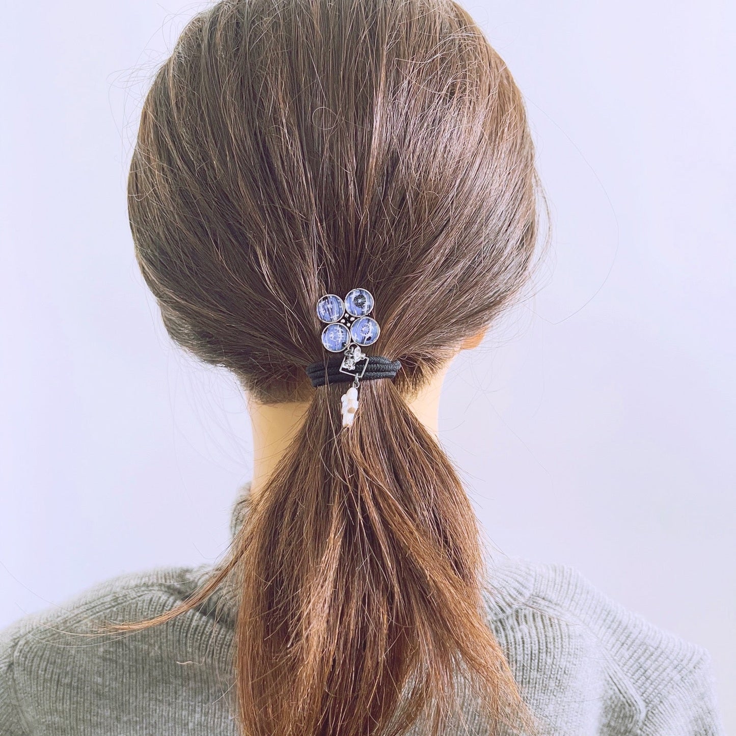 Hair Comb Blue Gecko Flower Pearl TAMARUSAN