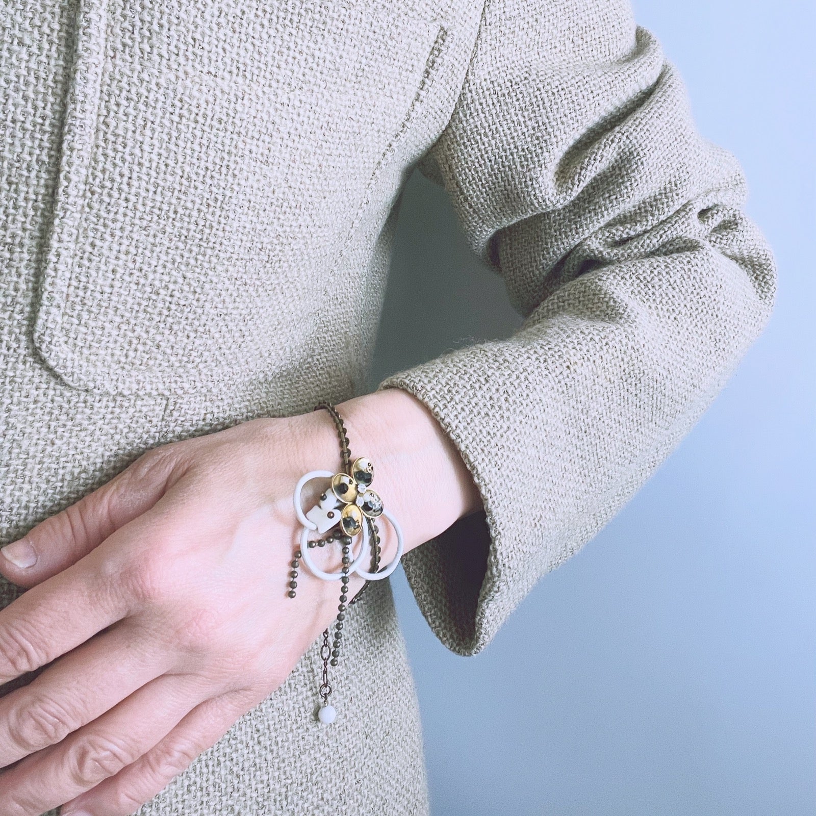 Haorihimo Beige Bracelet Leather TAMARUSAN