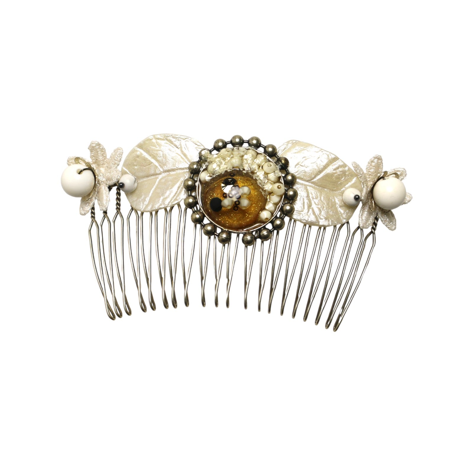 Comb White Flower Leaves TAMARUSAN