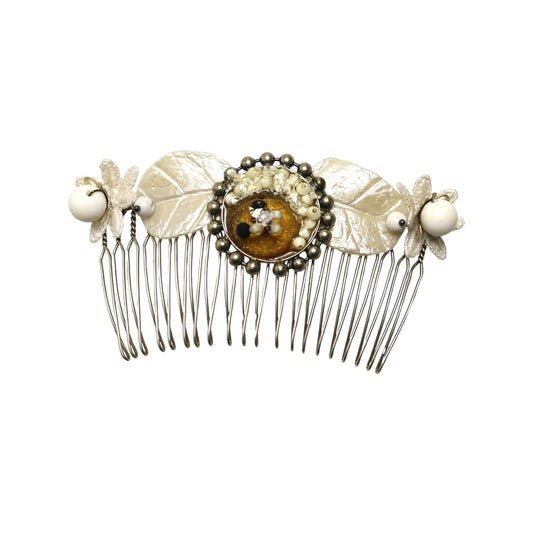 Comb White Flower Leaves TAMARUSAN