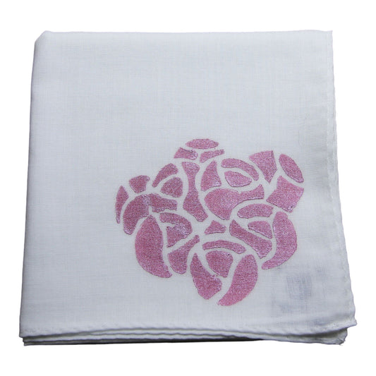 Rose Handkerchief Hand Print White