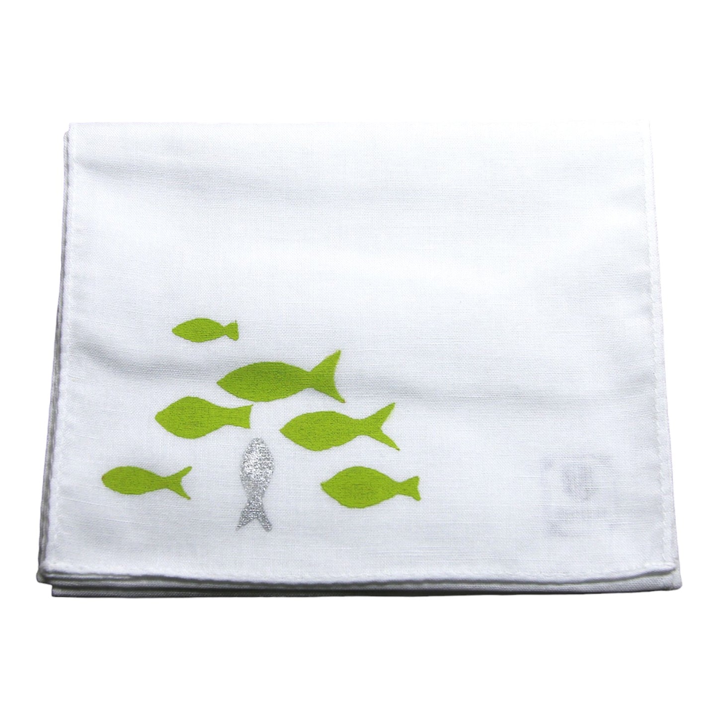 Fish Handkerchief Hand Print White