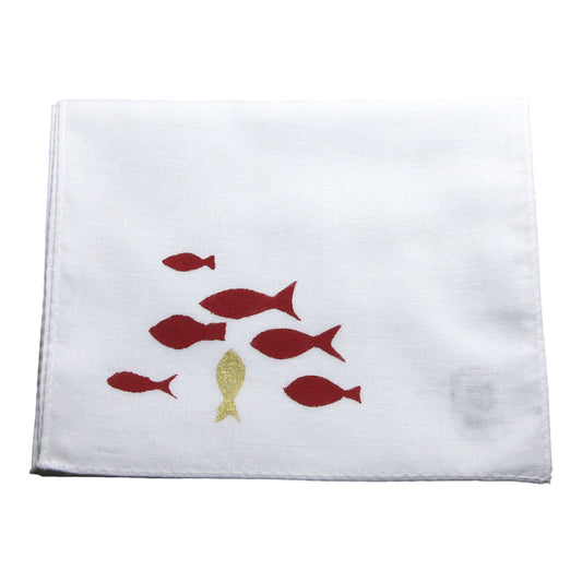 Fish Handkerchief Hand Print White