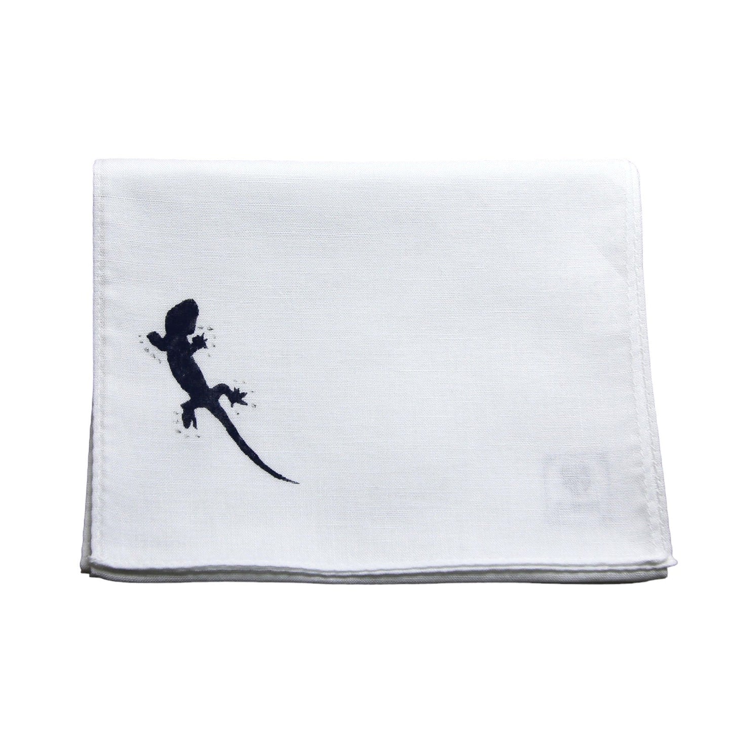 Gecko Handkerchief Hand Print White TAMARUSAN