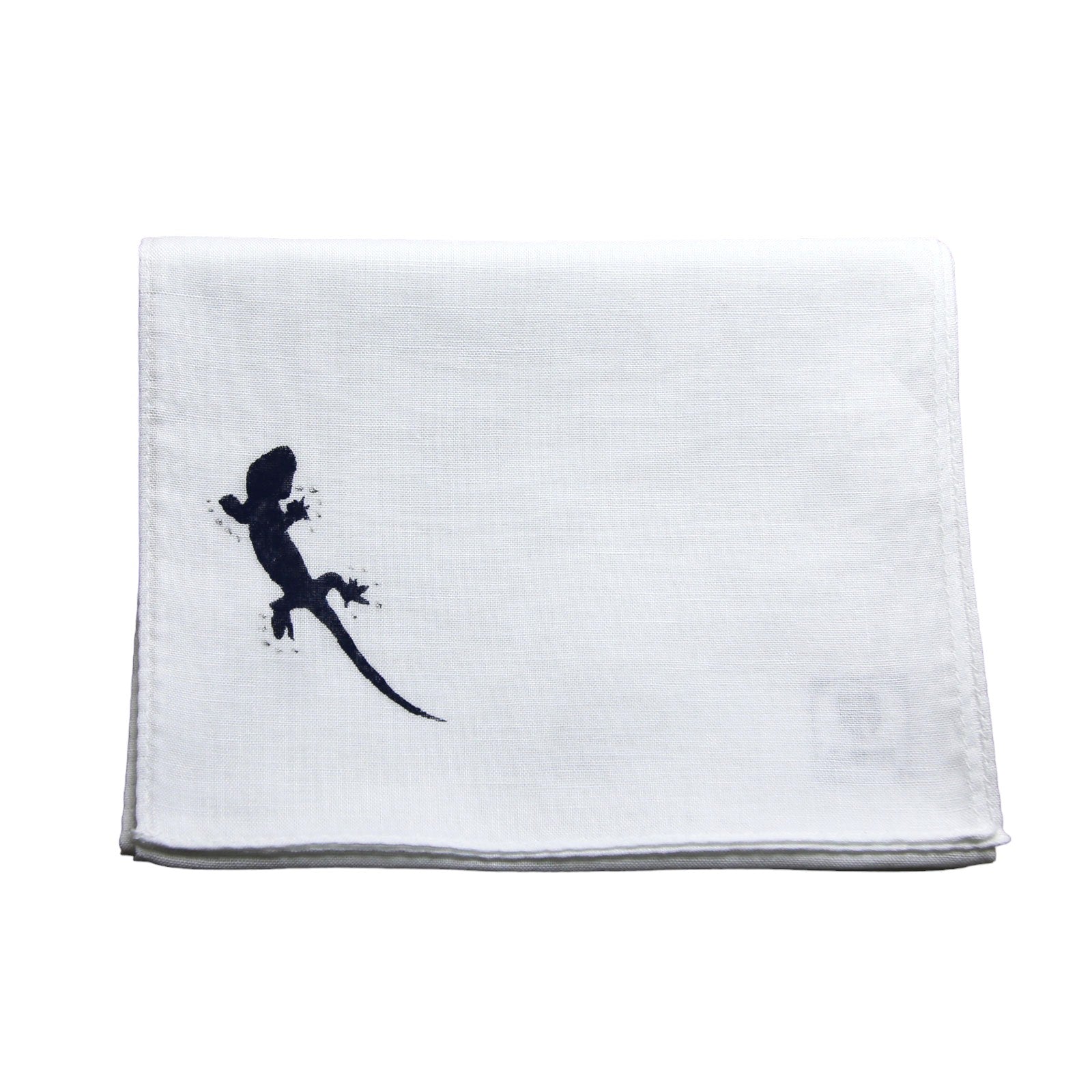 Gecko Handkerchief Hand Print White TAMARUSAN