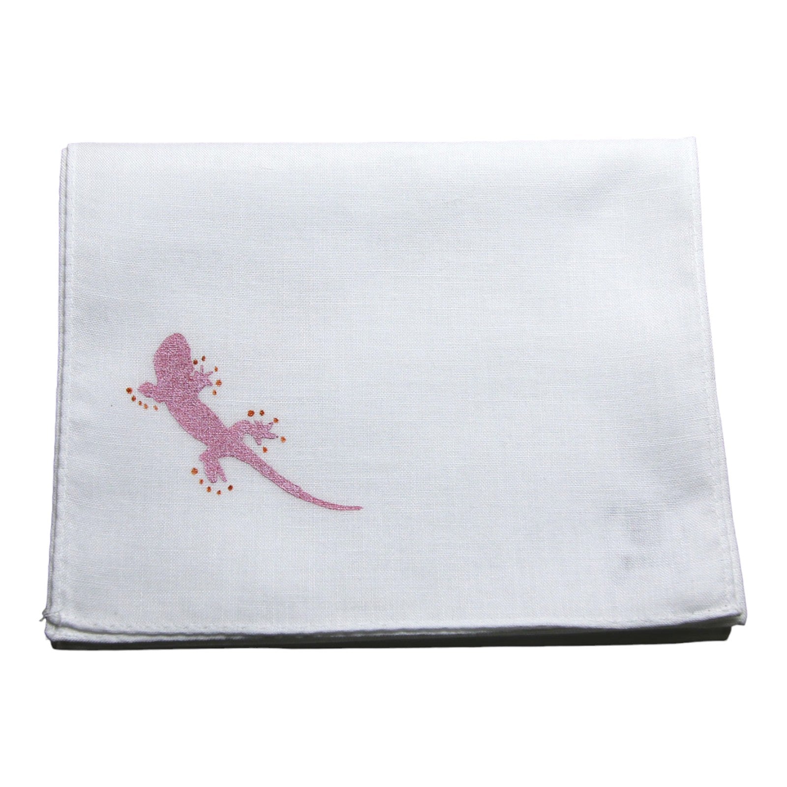 Gecko Handkerchief Hand Print White TAMARUSAN