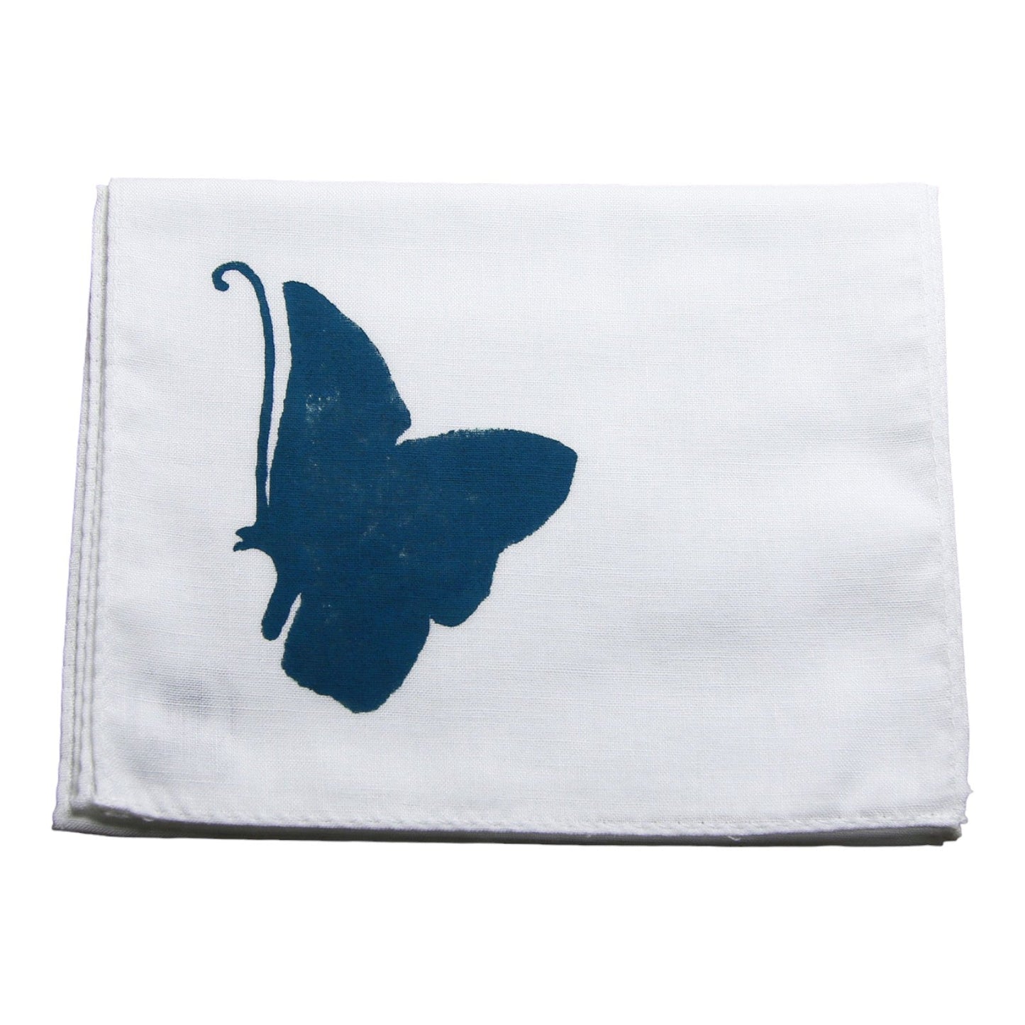 Handkerchief Butterfly Hand Print White TAMARUSAN