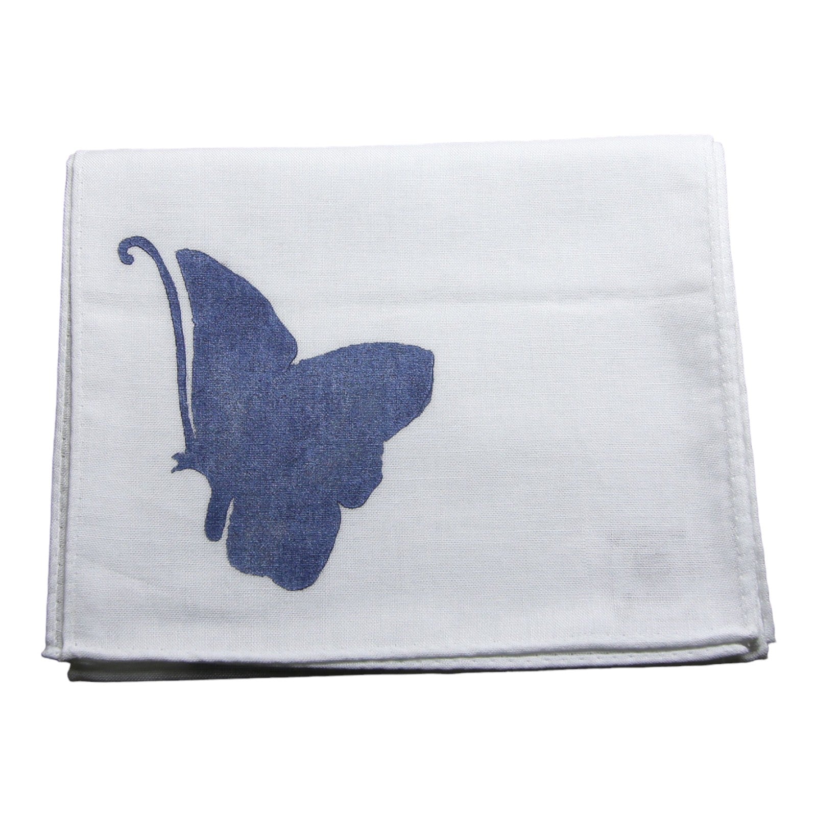 Handkerchief Butterfly Hand Print White TAMARUSAN