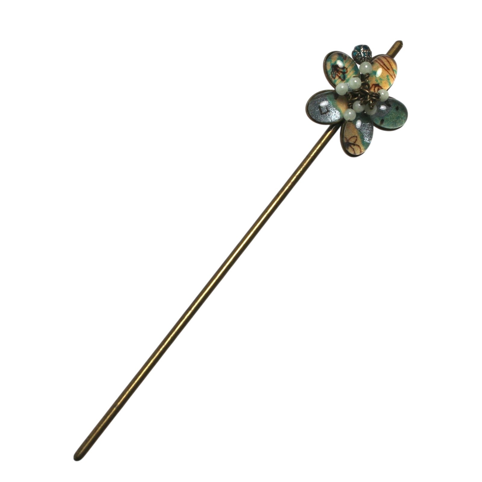 Double Prong Kanzashi Quatrefoil Light Blue TAMARUSAN