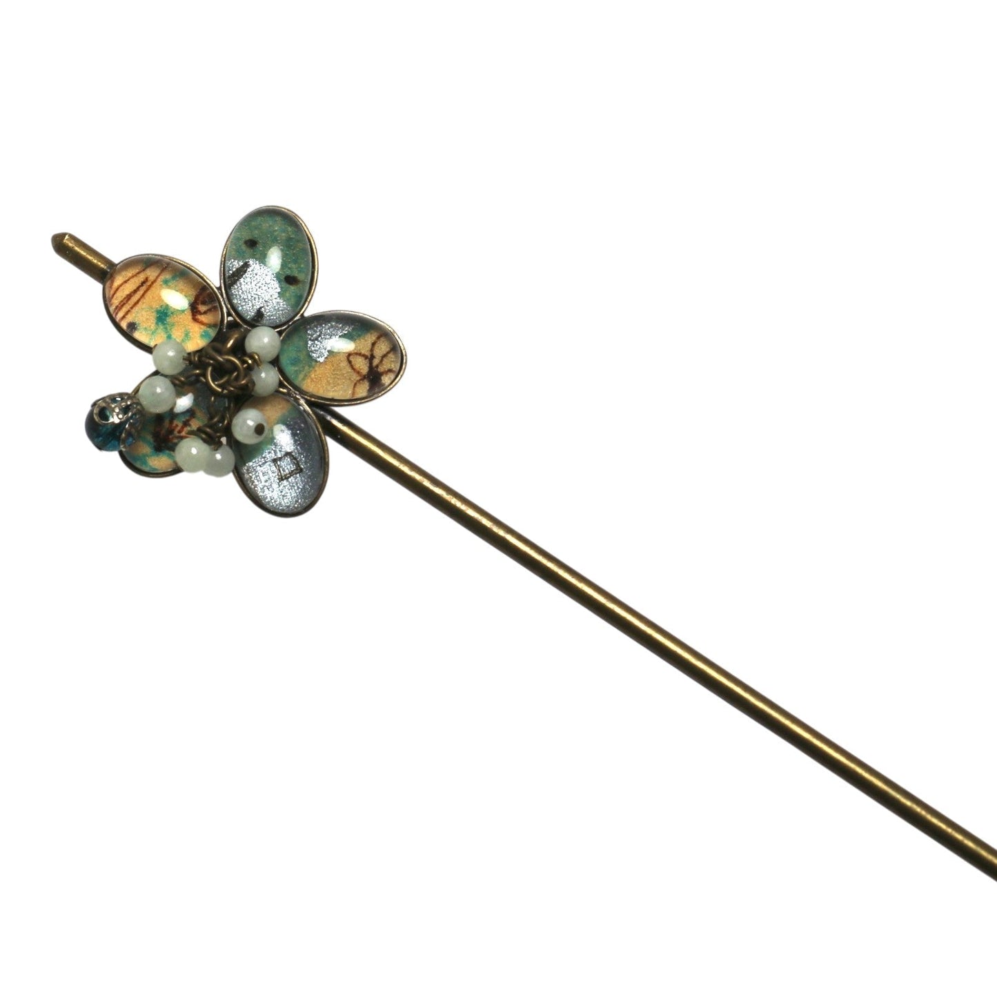 Double Prong Kanzashi Quatrefoil Light Blue TAMARUSAN