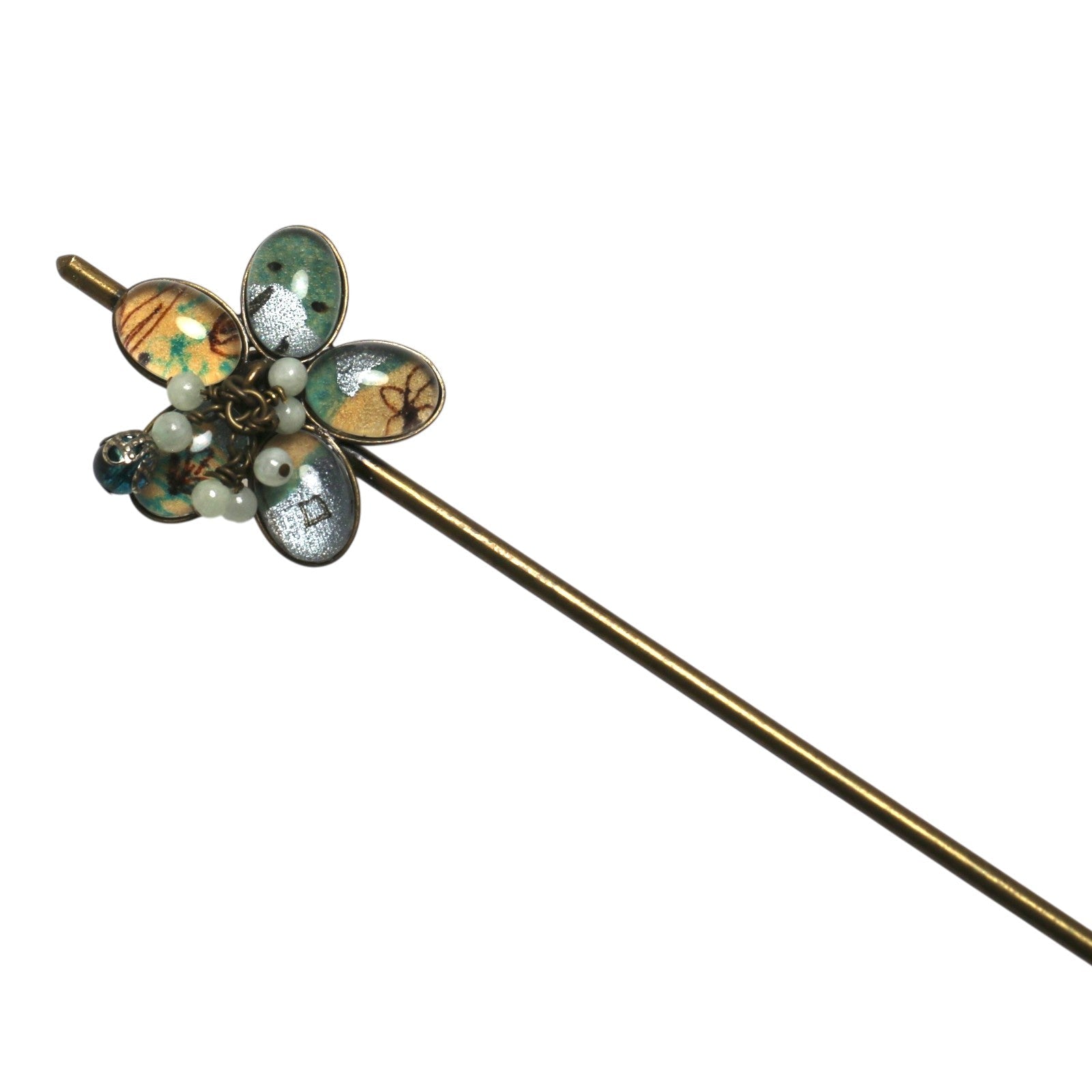 Double Prong Kanzashi Quatrefoil Light Blue TAMARUSAN