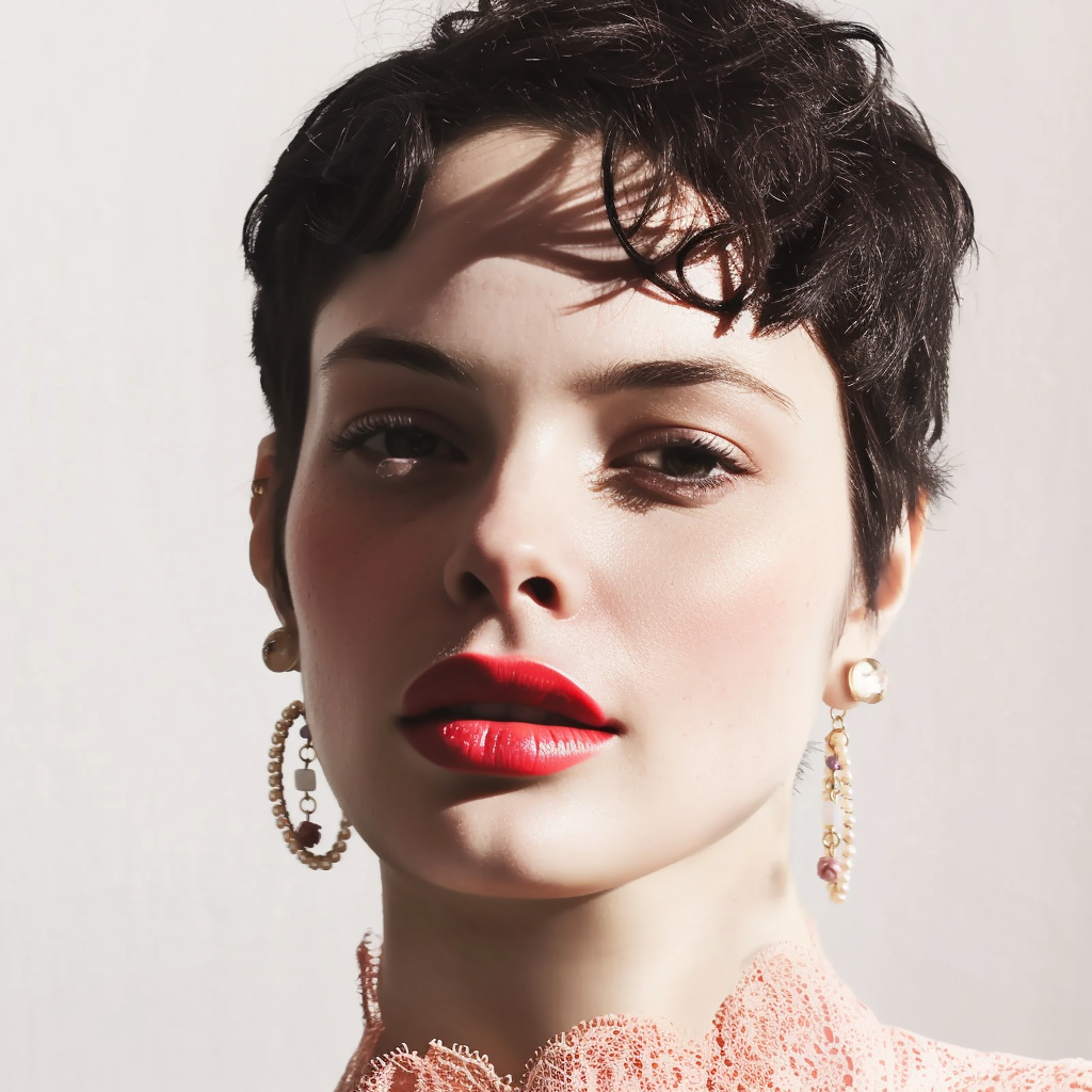 Pierced Earrings Pink Hoop TAMARUSAN