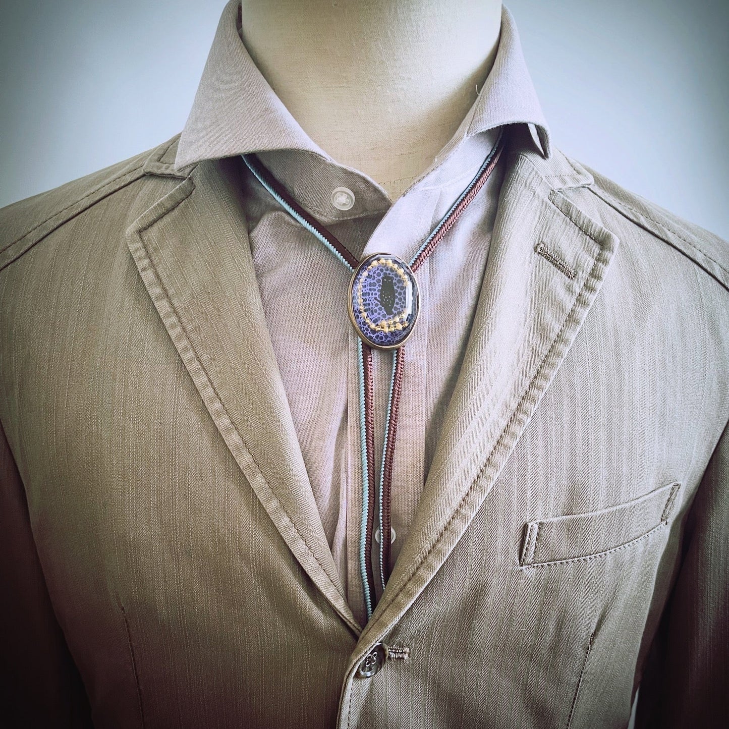 Silk Braid Bolo Tie Owl Purple TAMARUSAN