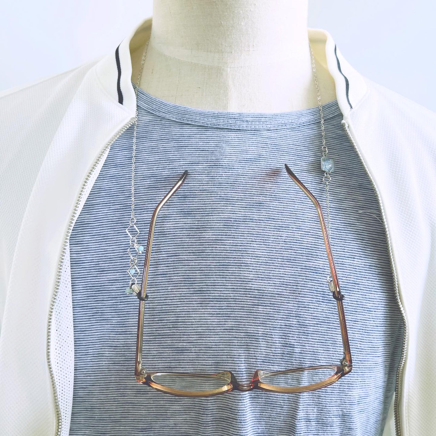 Glasses Chain Kanoko Light Blue Rhodium TAMARUSAN