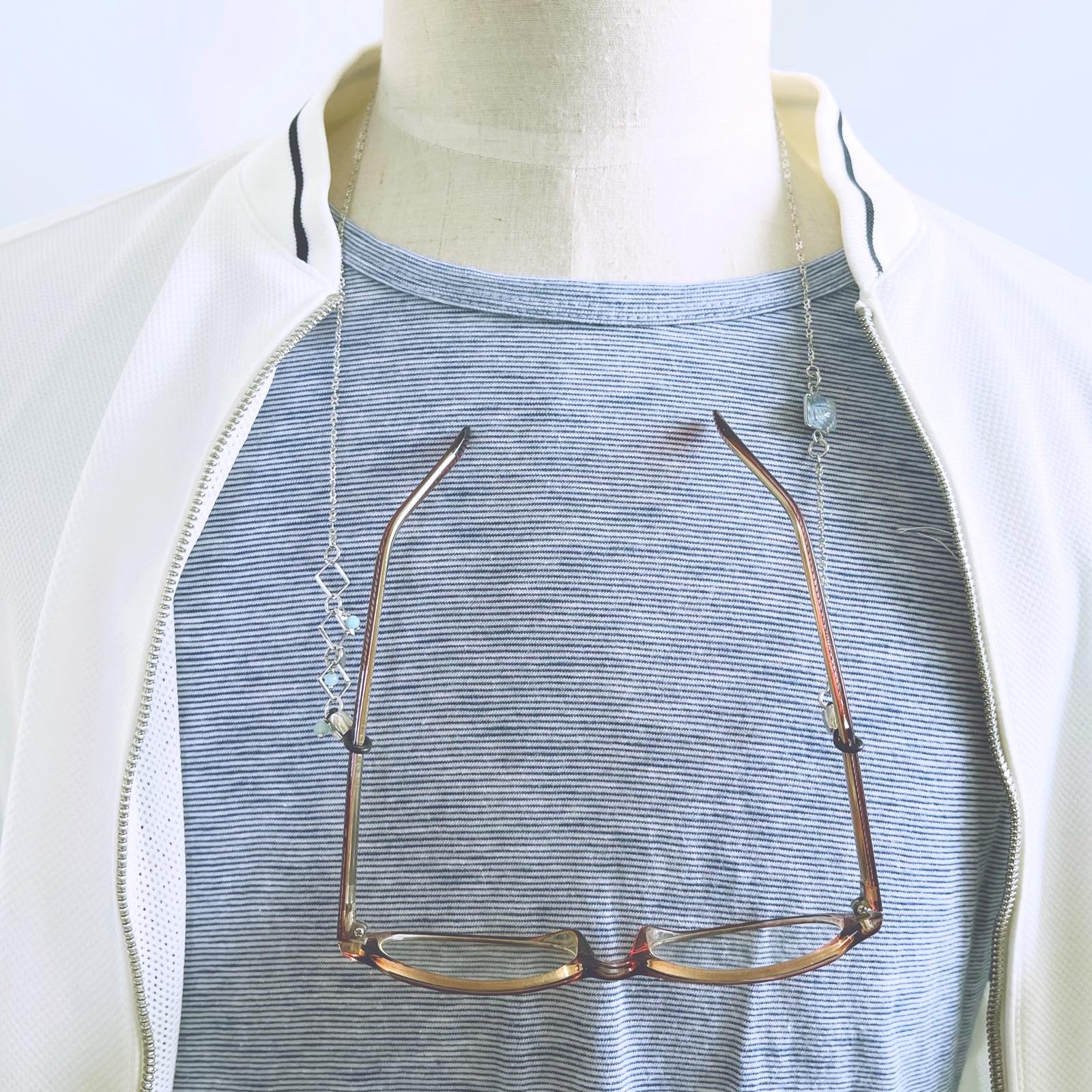 Glasses Chain Kanoko Light Blue Rhodium TAMARUSAN