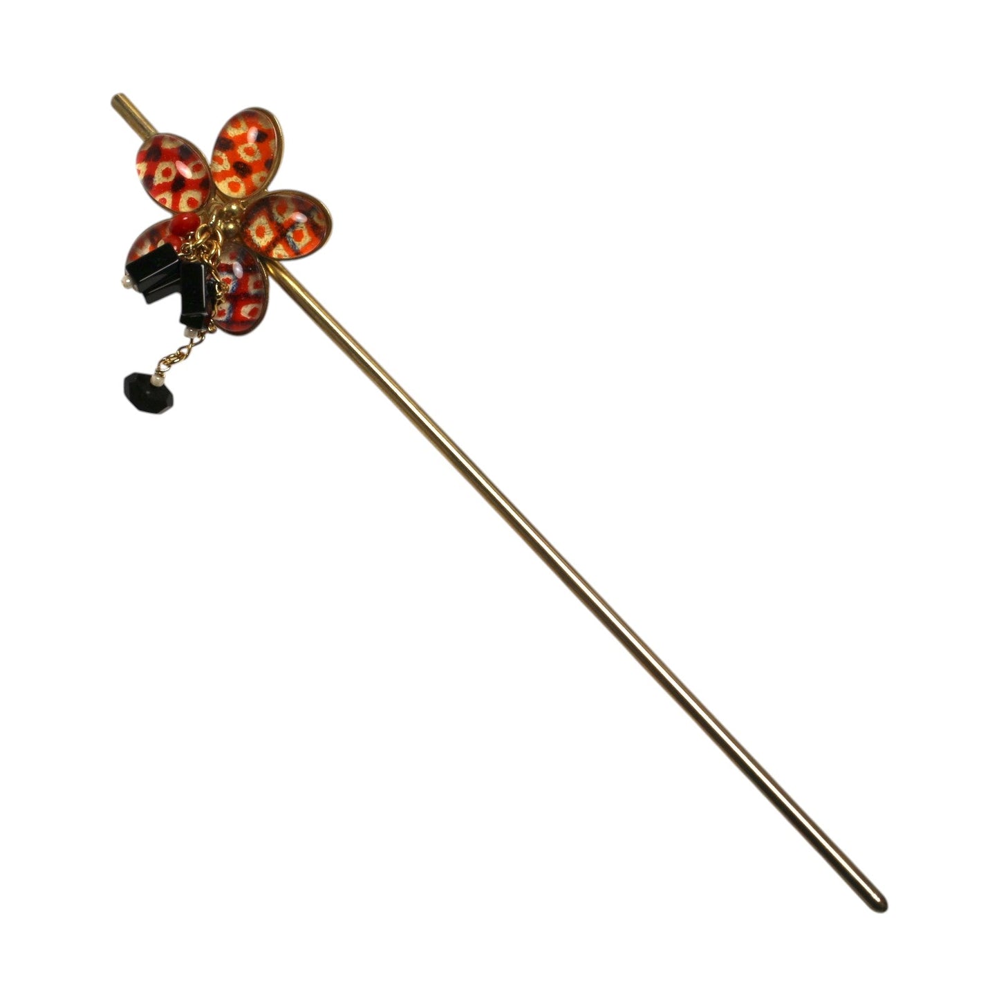 Kanzashi Japanese Pattern Kanoko Orange Gold TAMARUSAN