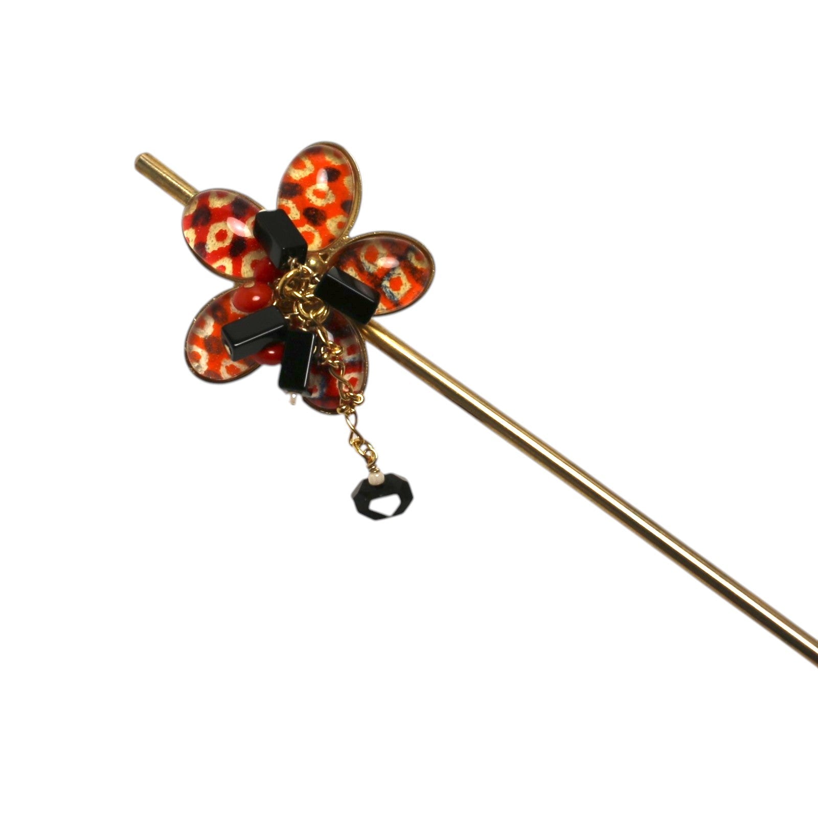Kanzashi Japanese Pattern Kanoko Orange Gold TAMARUSAN