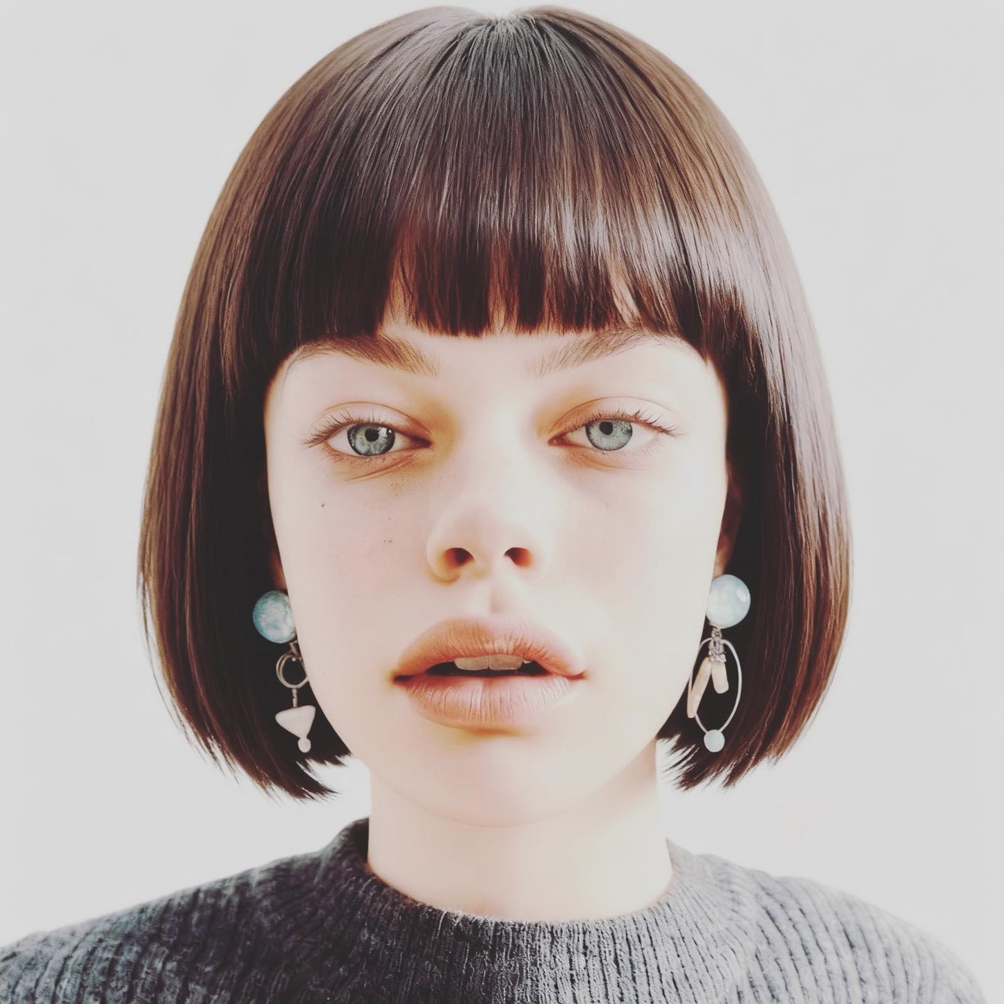 Mismatched Pierced Earring Asymmetry Blue TAMARUSAN