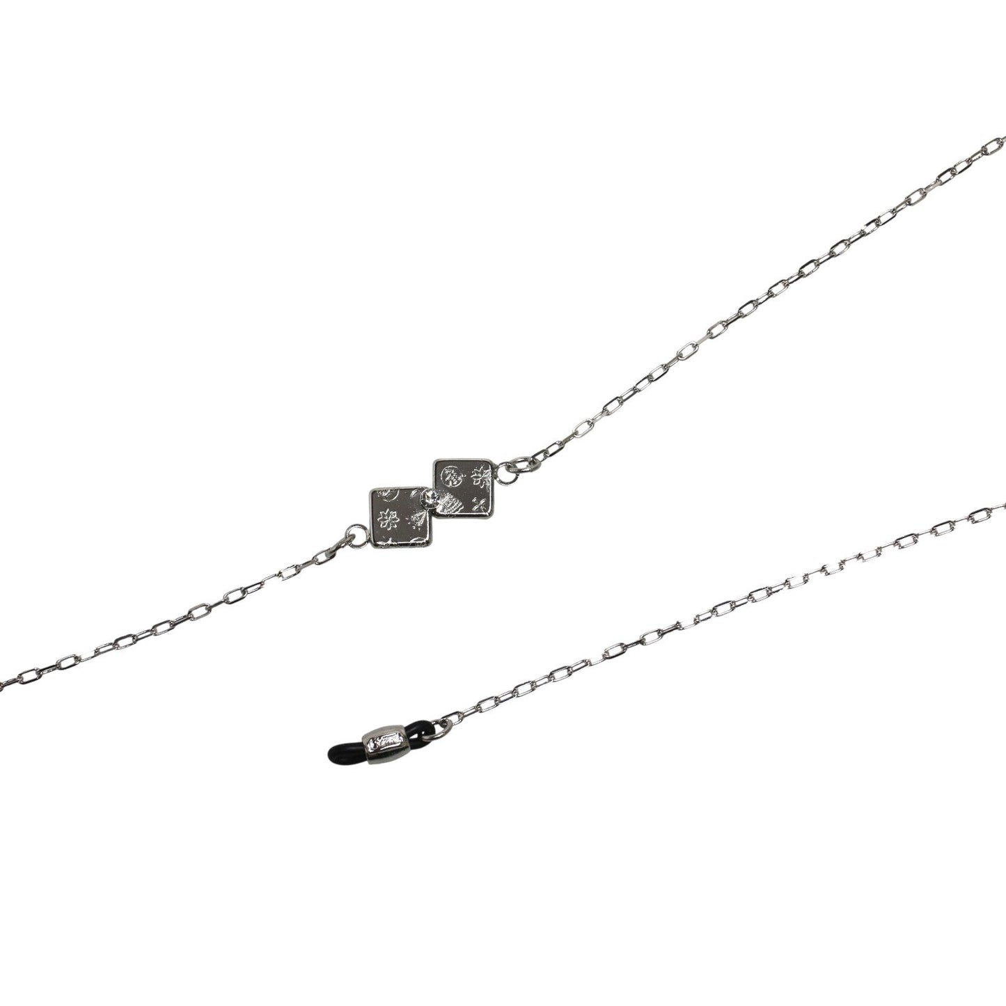 Glasses Chain Navy Herringbone Silver Glitter TAMARUSAN