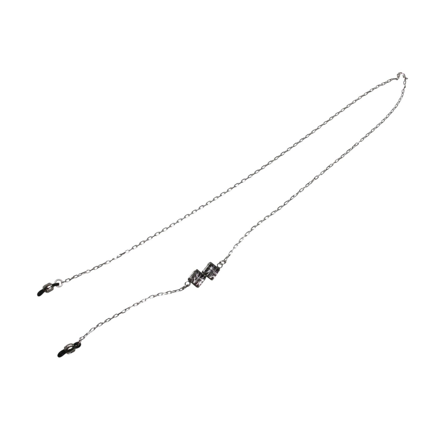 Glasses Chain Navy Herringbone Silver Glitter TAMARUSAN