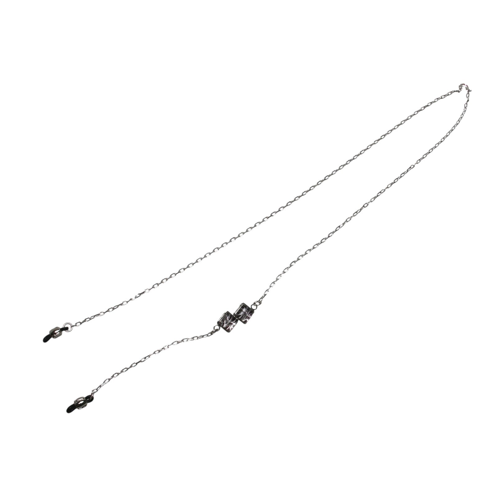Glasses Chain Navy Herringbone Silver Glitter TAMARUSAN