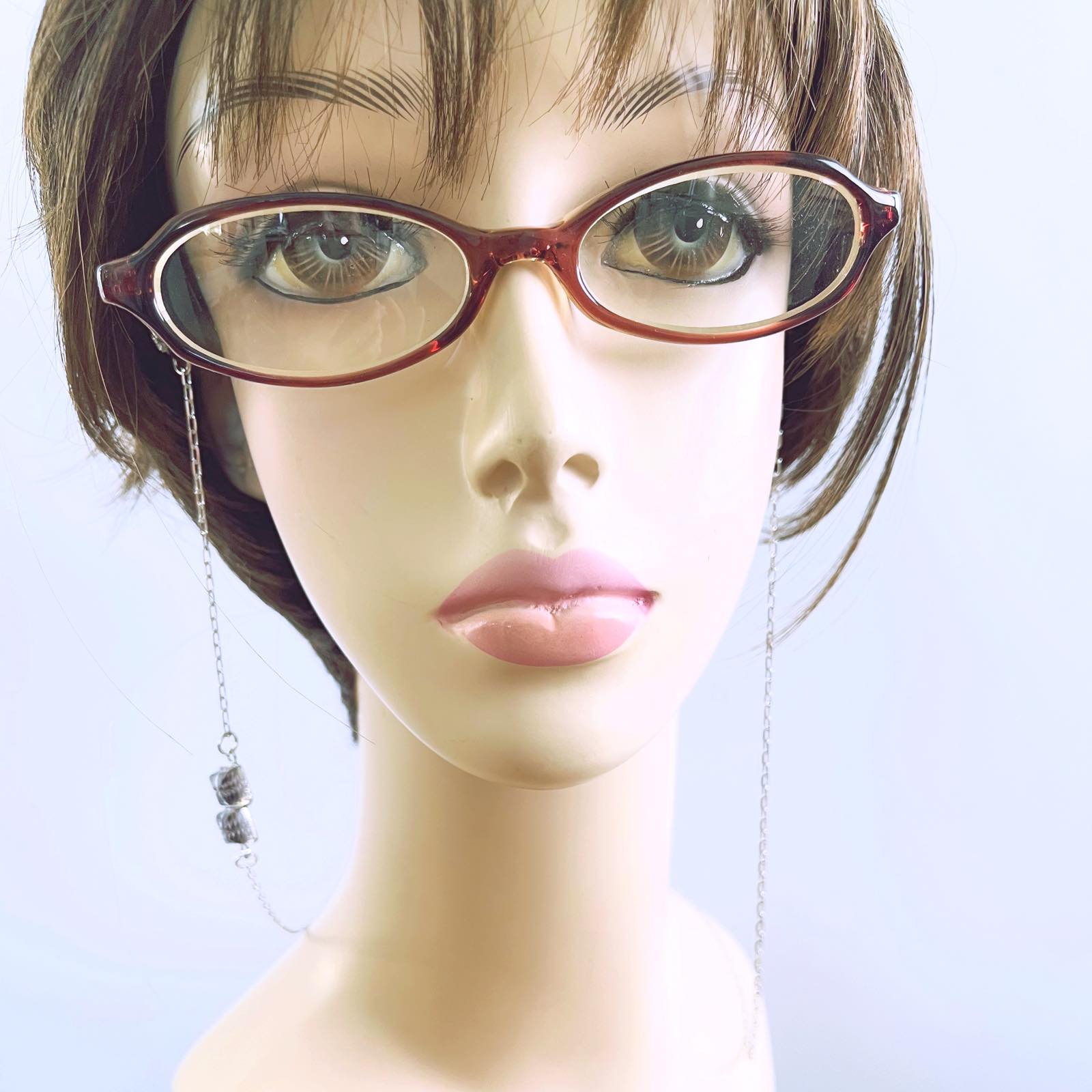 Glasses Chain Navy Herringbone Silver Glitter TAMARUSAN