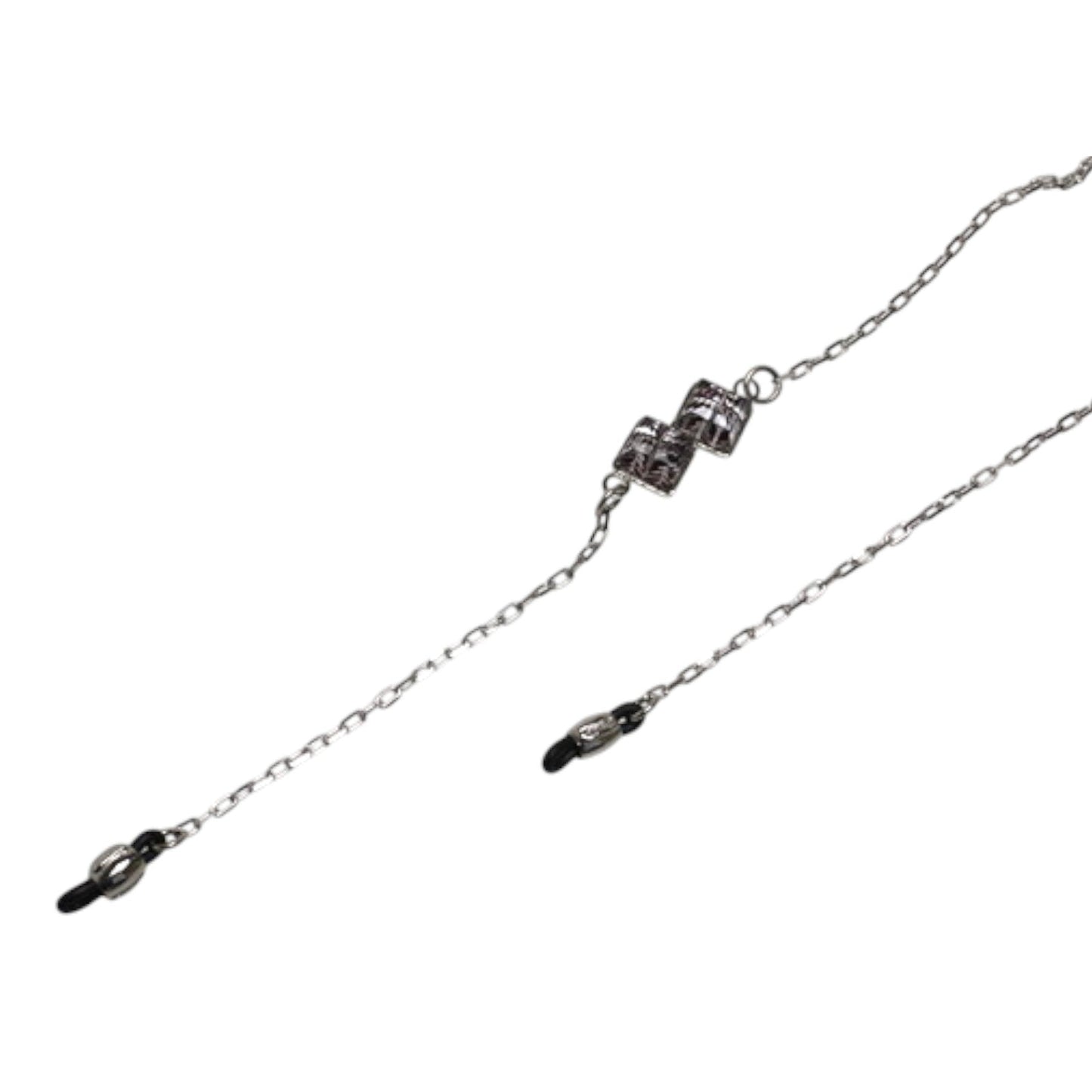 Glasses Chain Navy Herringbone Silver Glitter TAMARUSAN