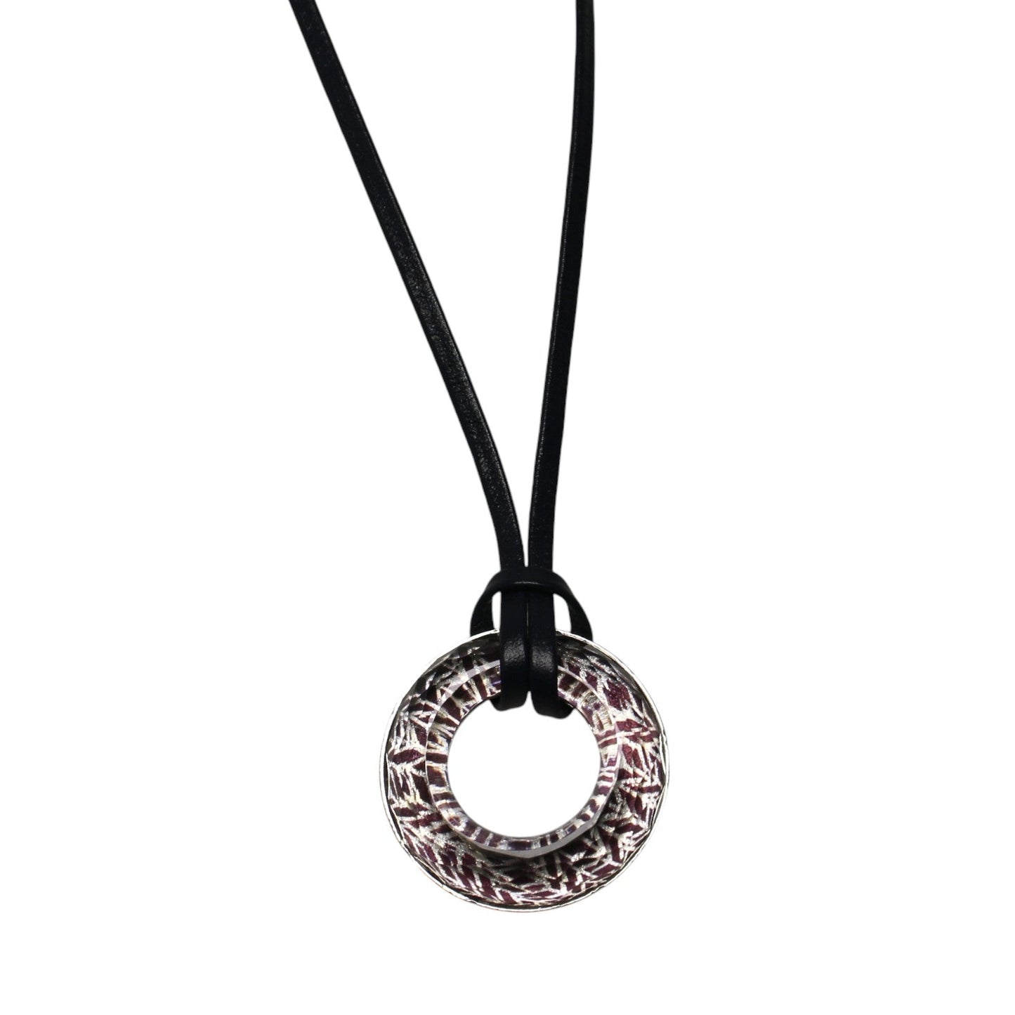 Leather Cord Glasses Holder Navy Silver Herringbone TAMARUSAN