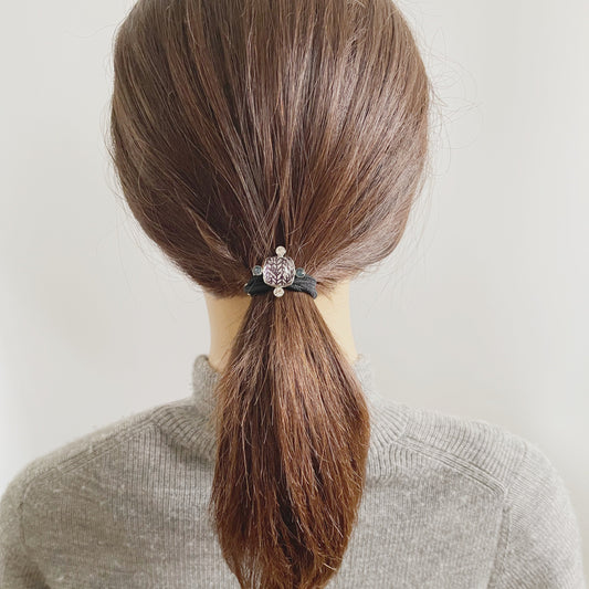 Hair Tie Small Herringbone Silver Glitter TAMARUSAN