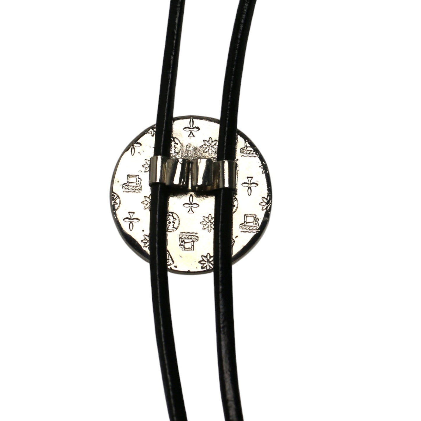 Leather Straps Bolo Tie Navy Blue Herringbone TAMARUSAN