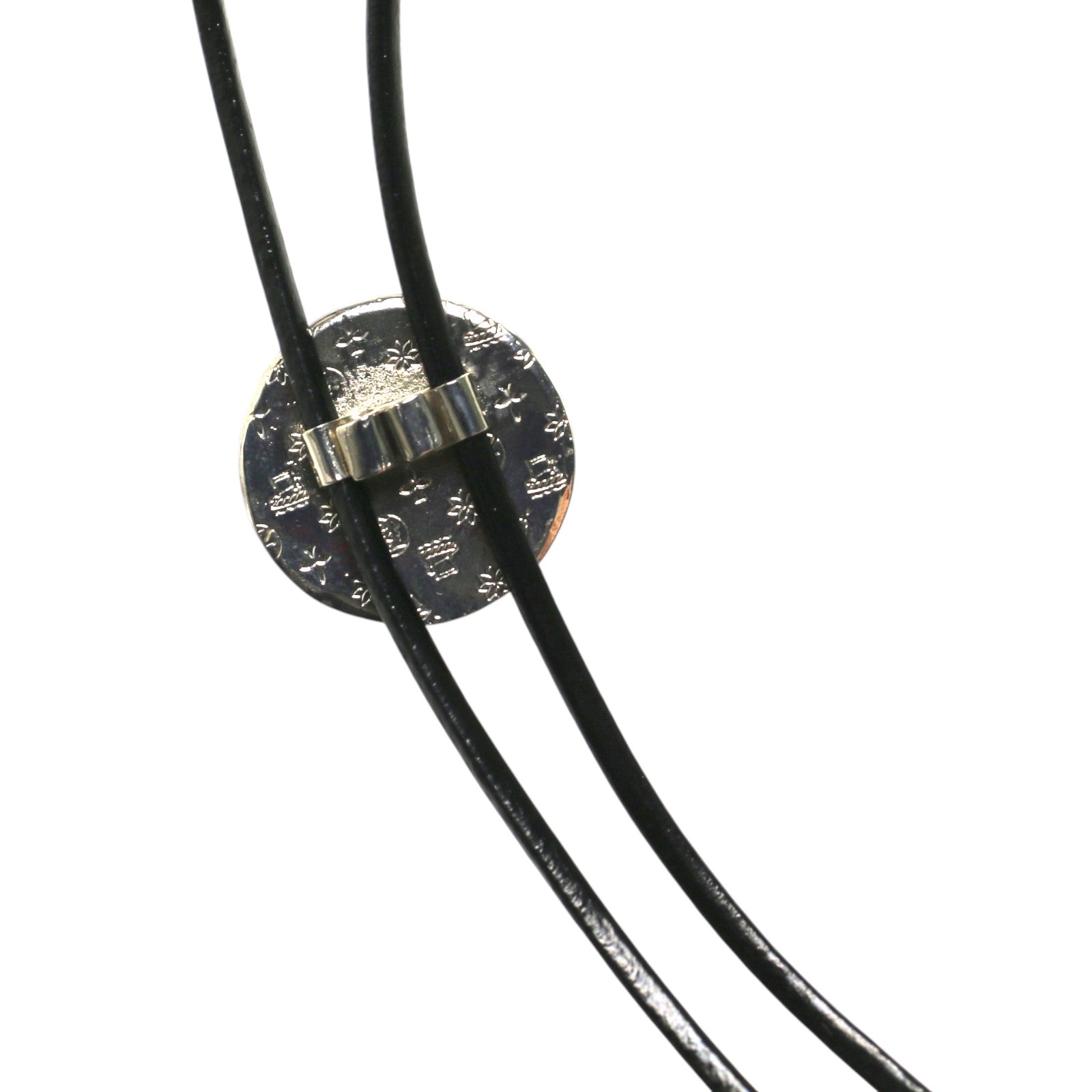 Leather Straps Bolo Tie Navy Blue Herringbone TAMARUSAN