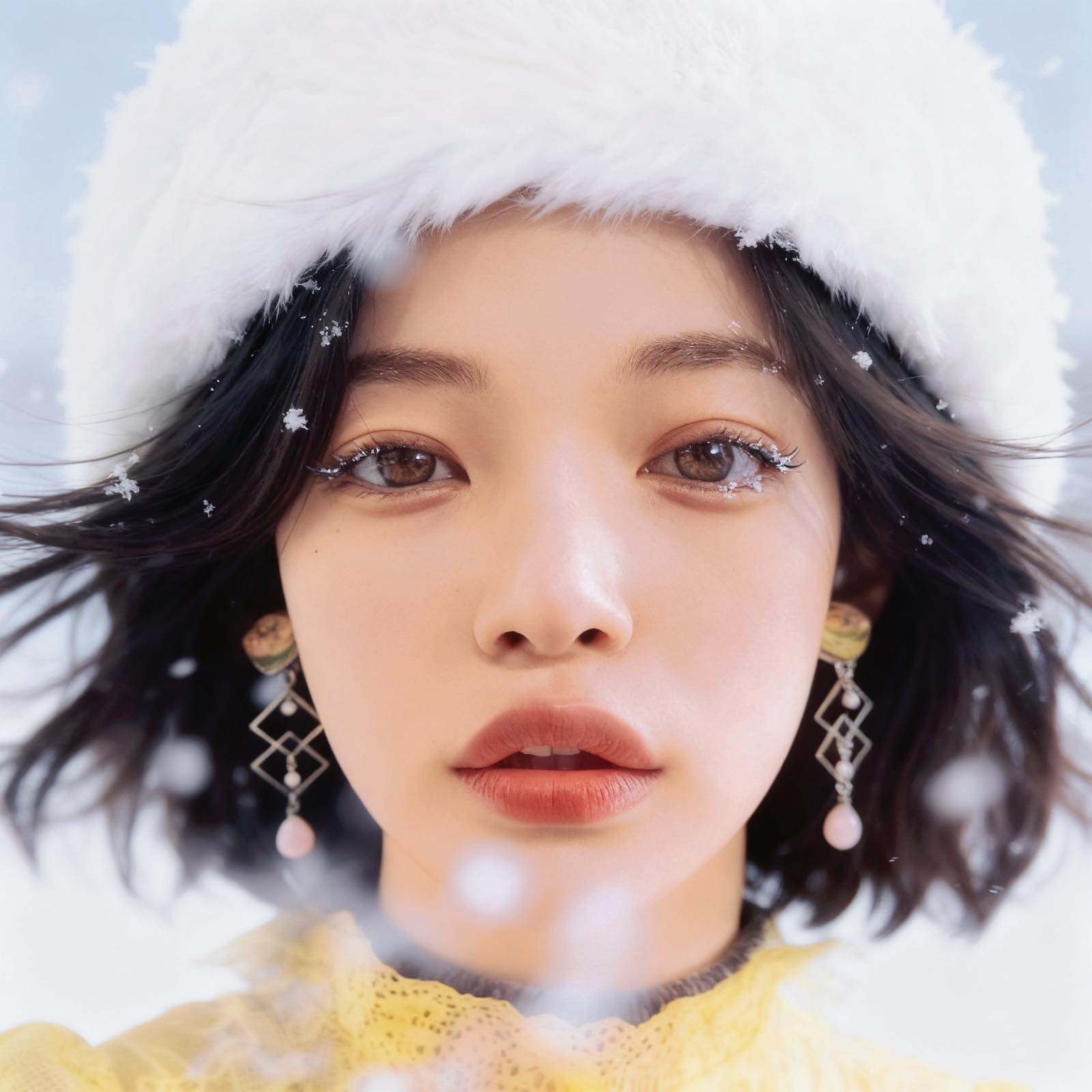 Earrings Pink Lemon Illustration Shell TAMARUSAN