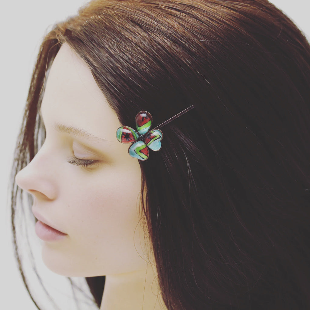 Hairpin Butterfly Lemon Blue Red TAMARUSAN