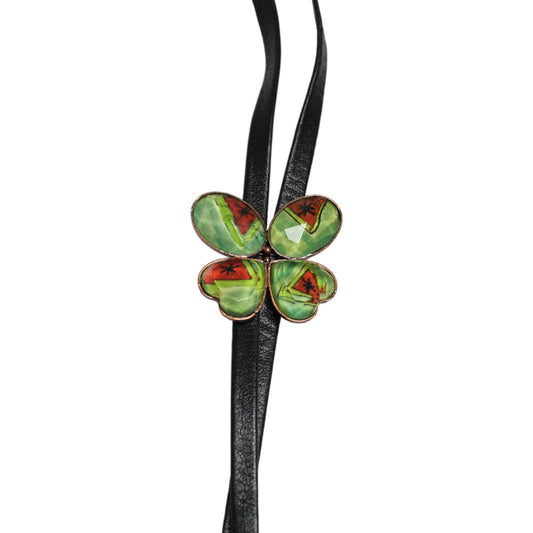 Butterfly Bolo Tie Blue Red Leather TAMARUSAN