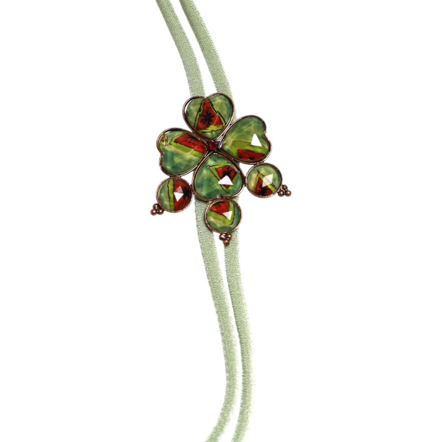 Ribbon Bolo Tie Red Marble TAMARUSAN