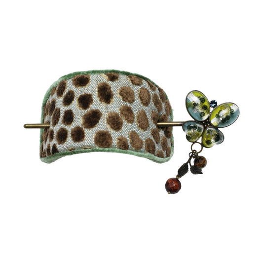 Kanzashi Barrette Butterfly Green Cloth TAMARUSAN