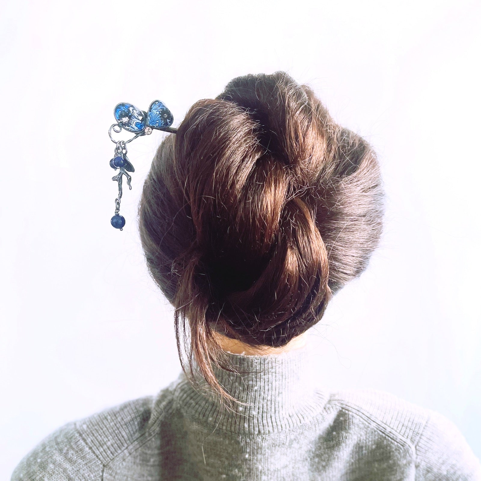 One Stick Hairpin Butterfly Blue Marble TAMARUSAN