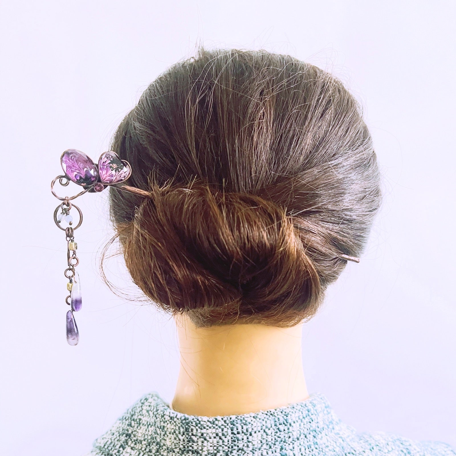 Hairpin Butterfly Marble Amethyst TAMARUSAN